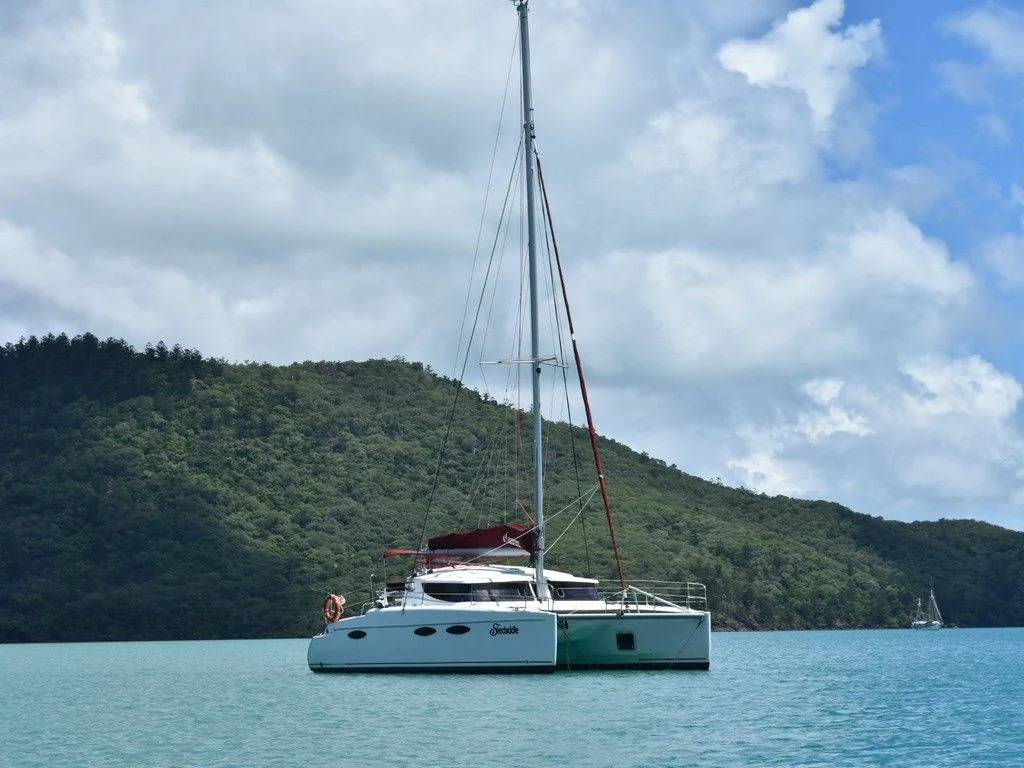 Skeddadle, a catamaran chartered by Cumberland Charter Yachts