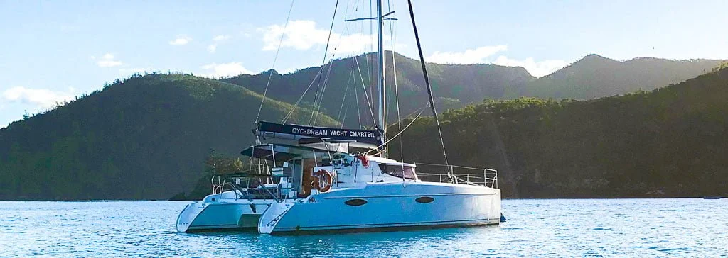 Neko, a catamaran chartered by Queensland Yacht Charters