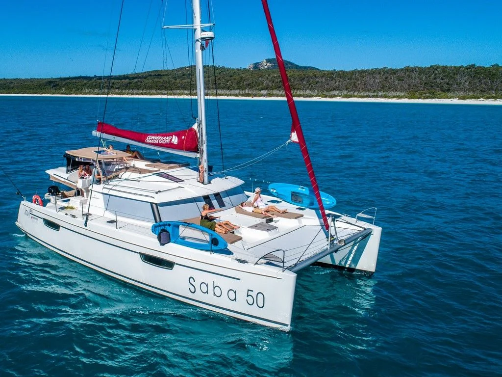 Joy, a catamaran chartered by Cumberland Charter Yachts