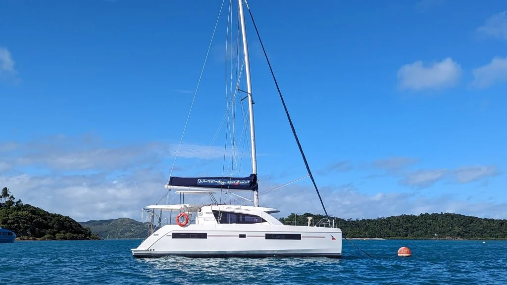 Miss Evie, a catamaran chartered by Rent a Yacht