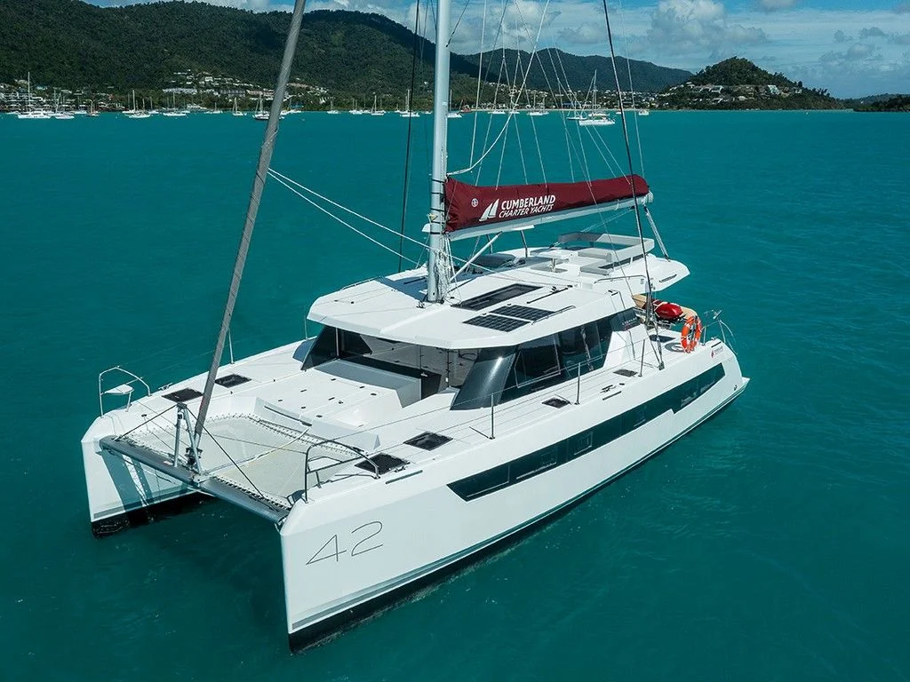 Evangeline, a catamaran chartered by Cumberland Charter Yachts