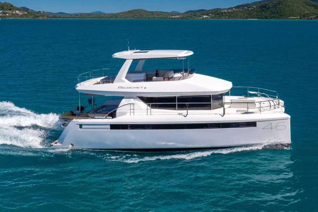 Ricochet, a catamaran chartered by Whitsunday Escape