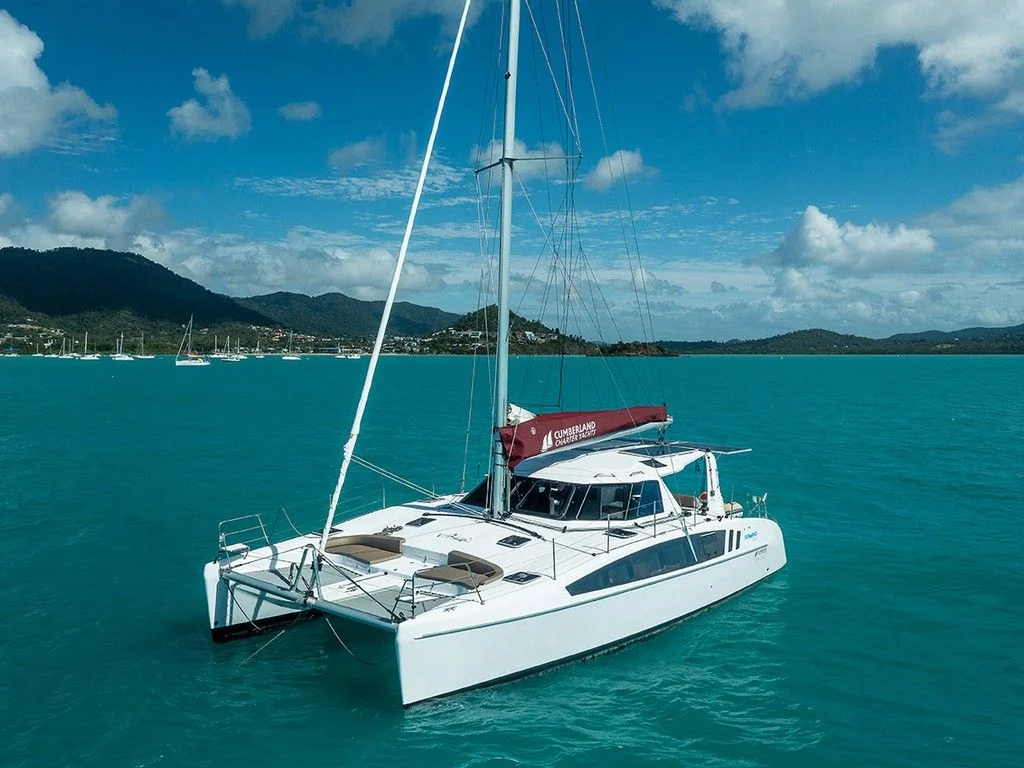 Happenstance, a catamaran chartered by Cumberland Charter Yachts