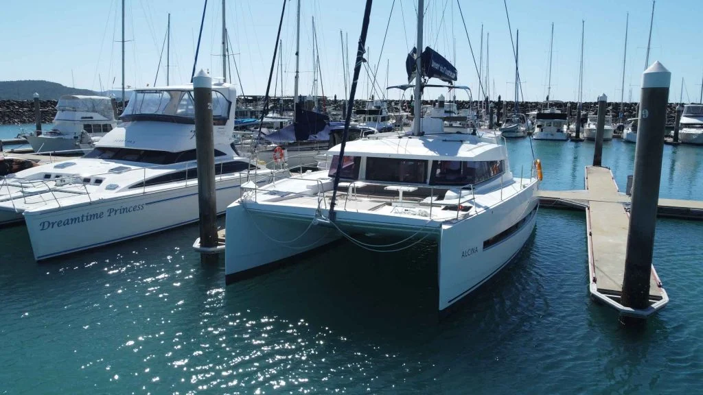 Alcina, a catamaran chartered by Queensland Yacht Charters